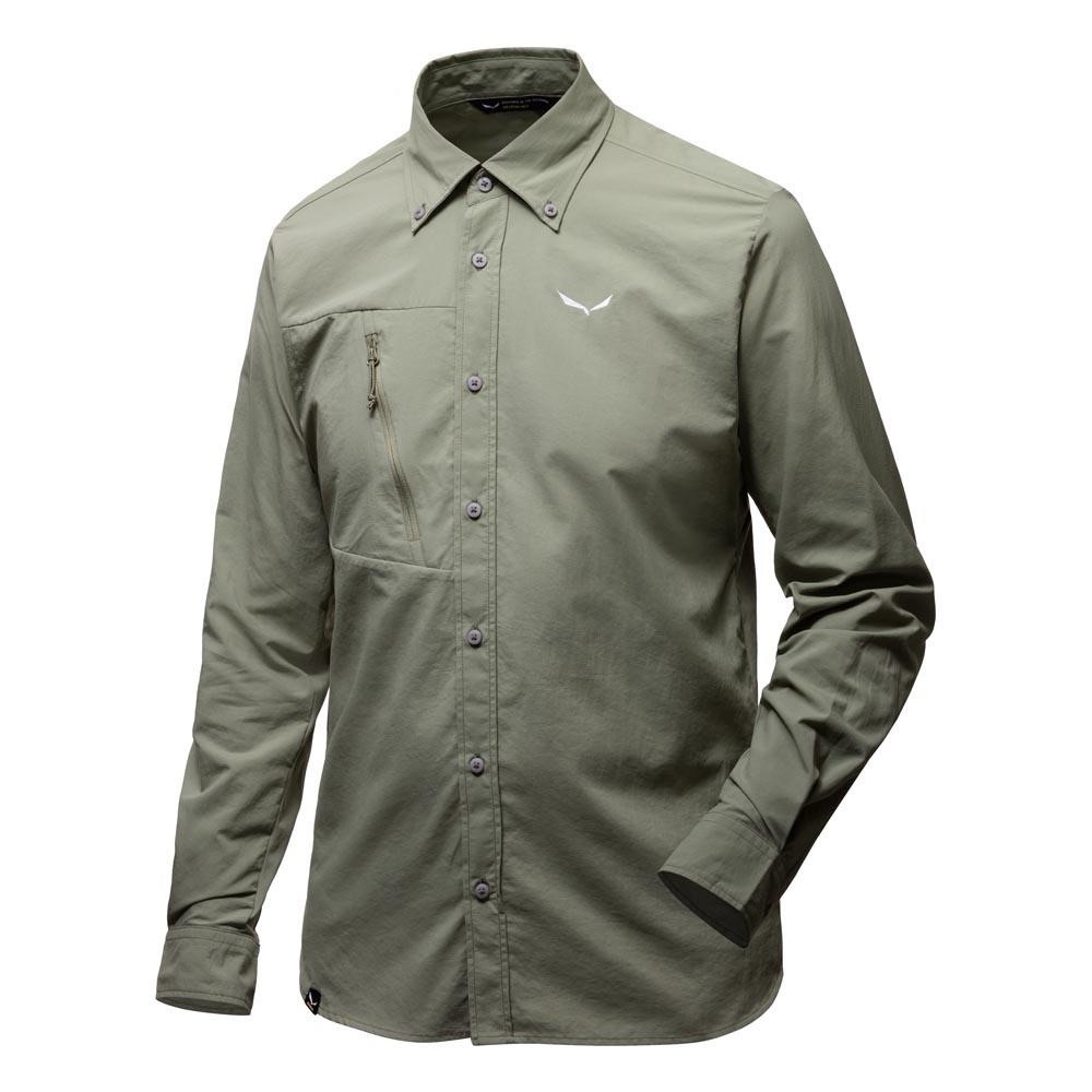 Salewa PUEZ LIGHT DRY M L/S SRT Oil Green Button Down Shirt